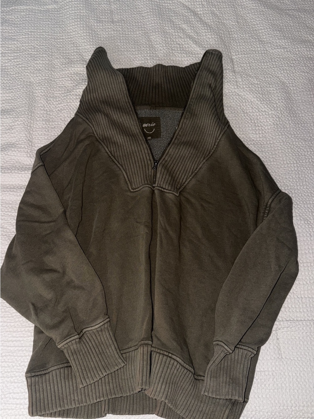 aerie Olive Green Funnel Neck Pullover Sweater